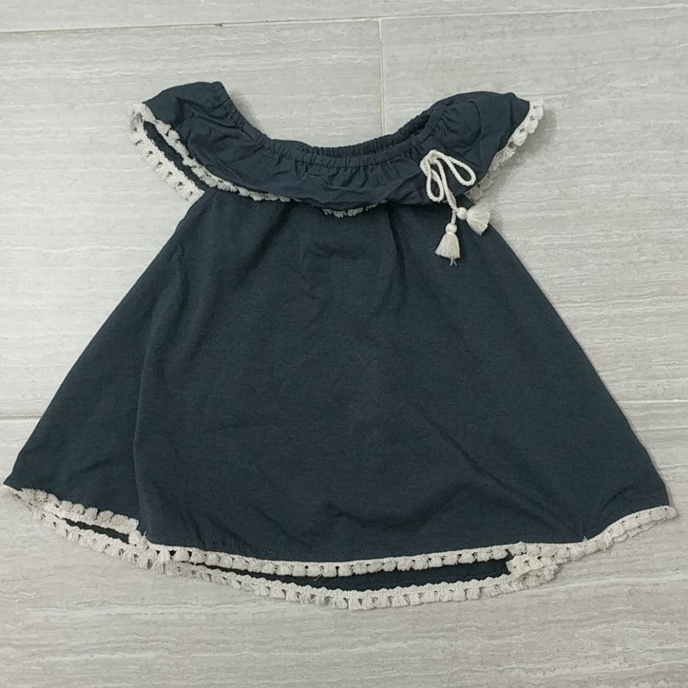 Tommy Bahama Girls Dress Preppy Grey Ruffle Trim Toddler 2T